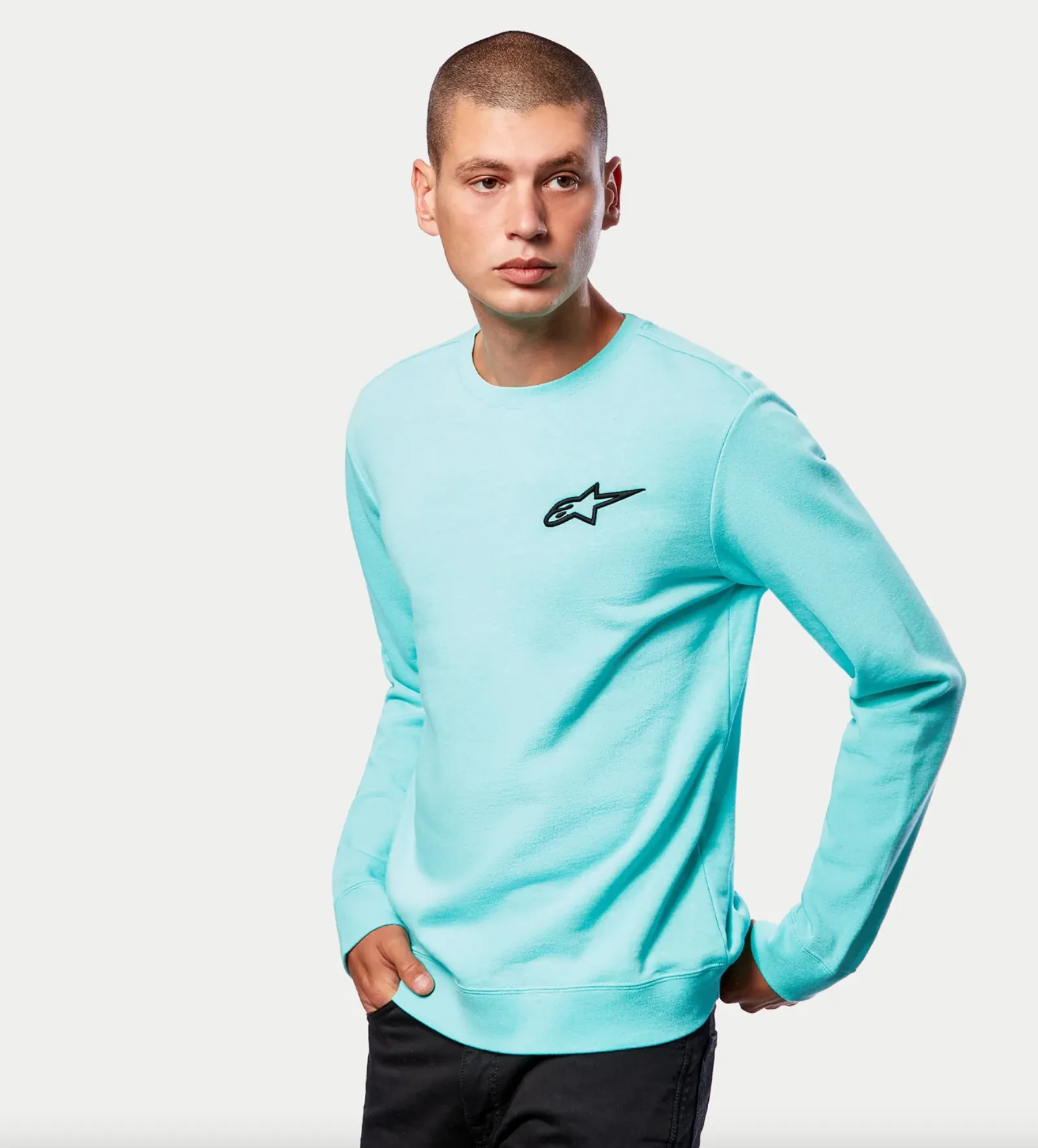 Ageless Chest Crew Fleece -Aqua-===SALE===