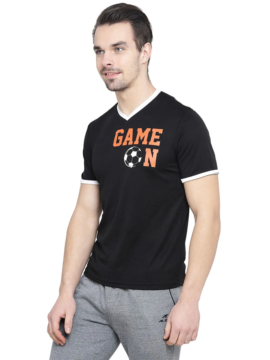 Alcis Men Printed Black Tshirts