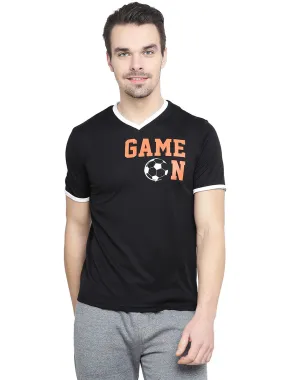 Alcis Men Printed Black Tshirts