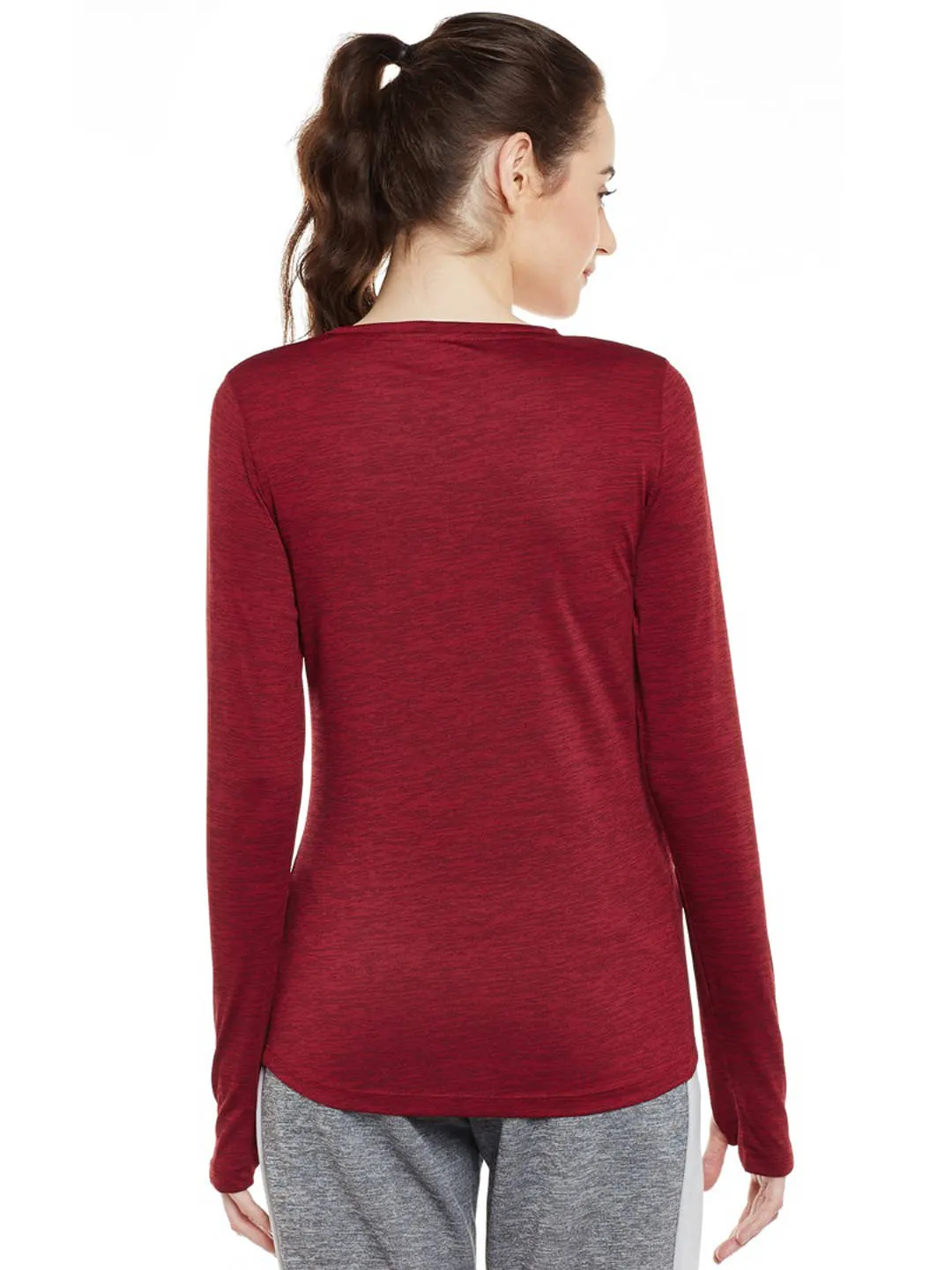 Alcis Women Solid Maroon Tshirts