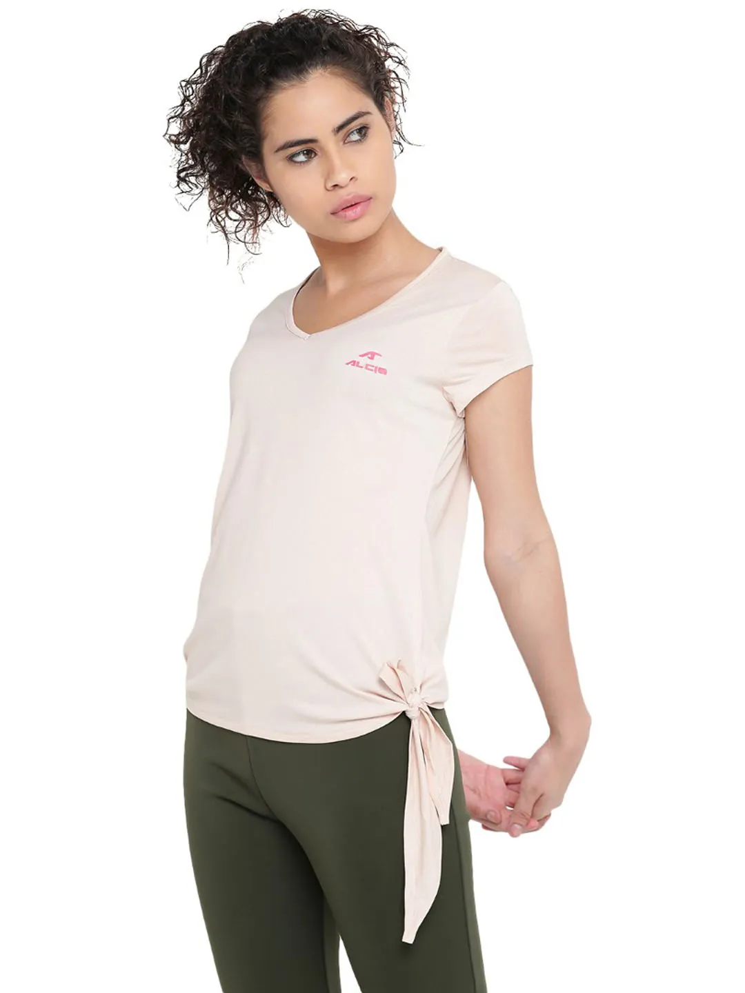 Alcis Women Solid Pink Tshirts
