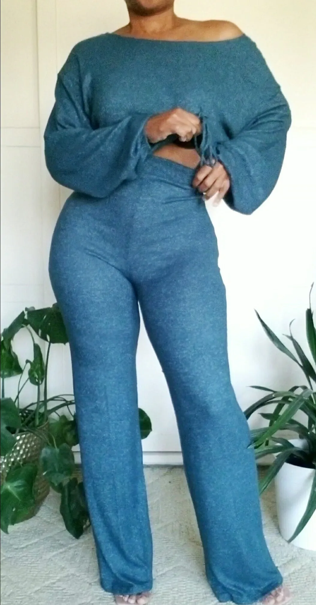 All I Need 2Pc Fleece Wide Leg Pant Set