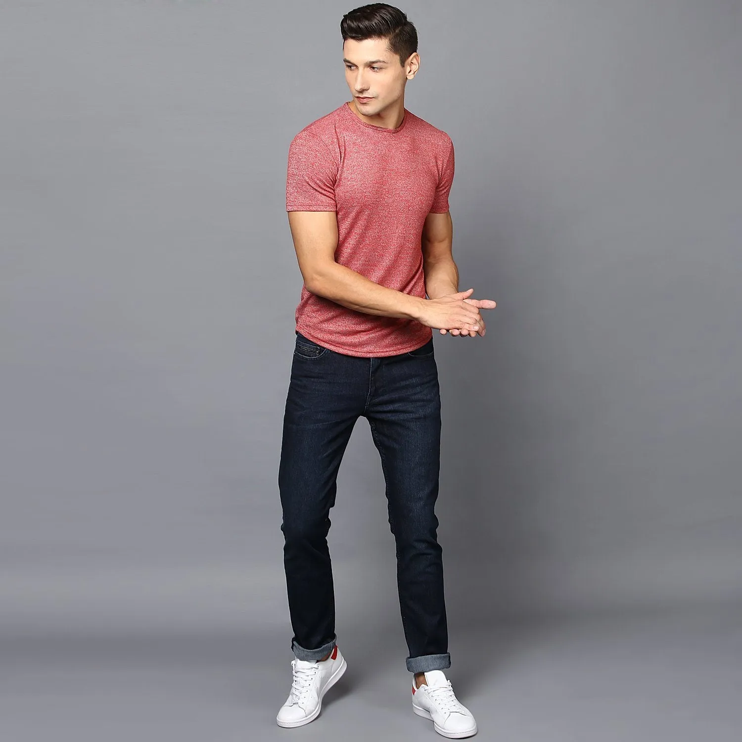 Basic Crew Neck Melange T-Shirt