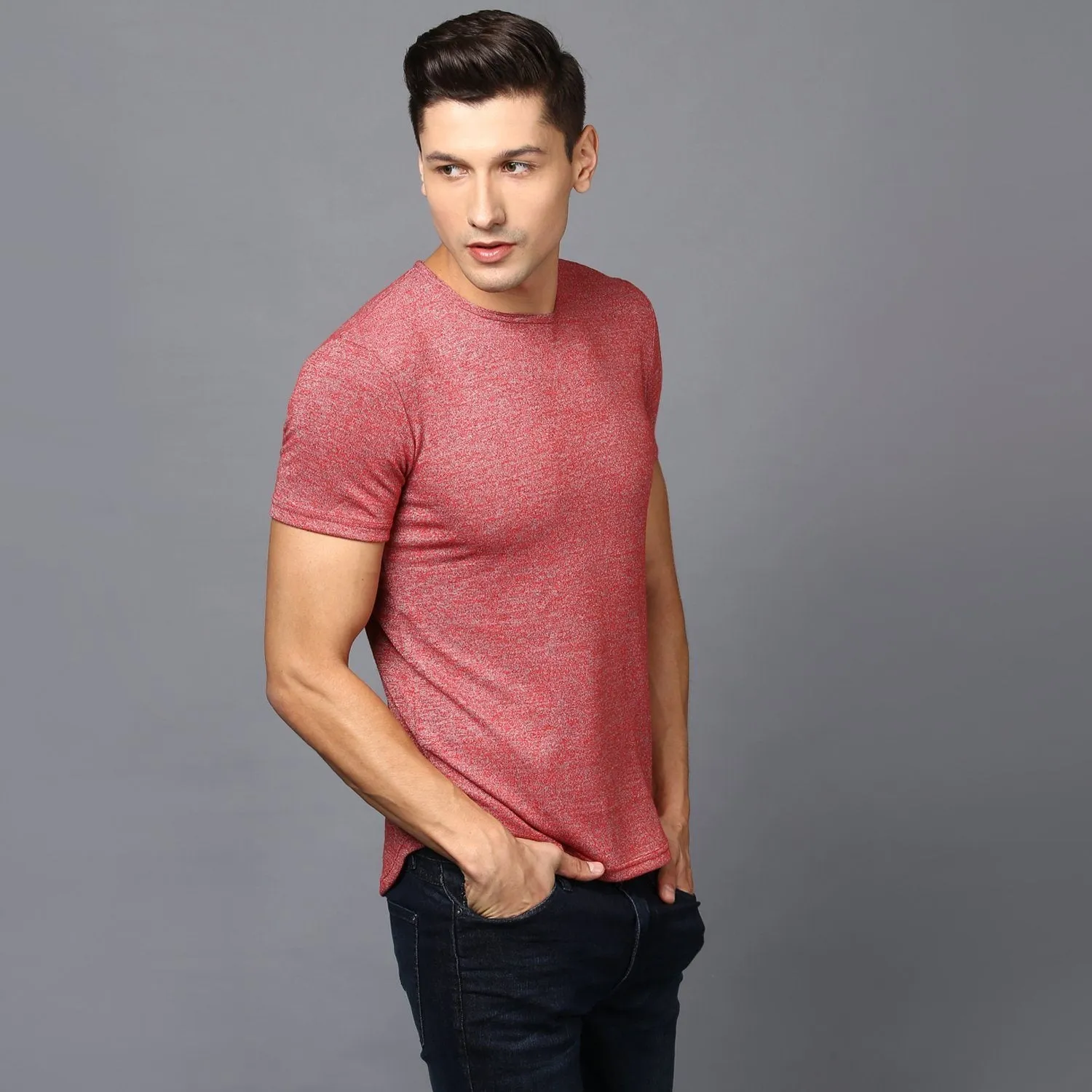 Basic Crew Neck Melange T-Shirt