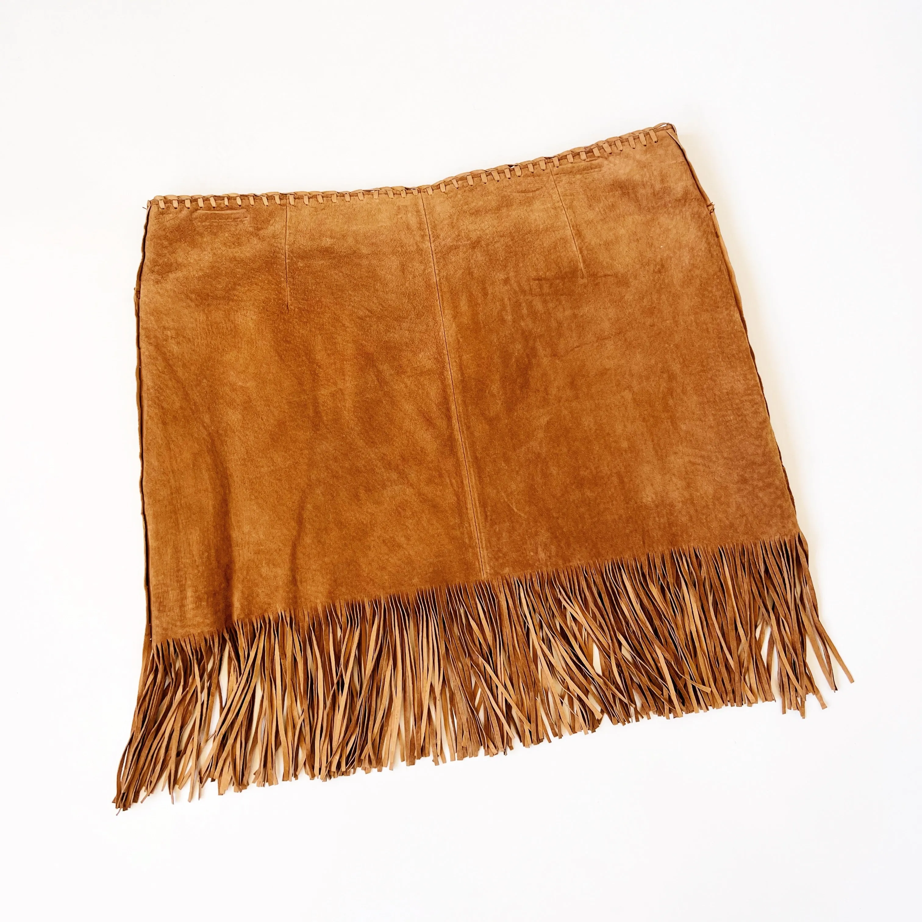 Bebe Leather Fringe Skirt