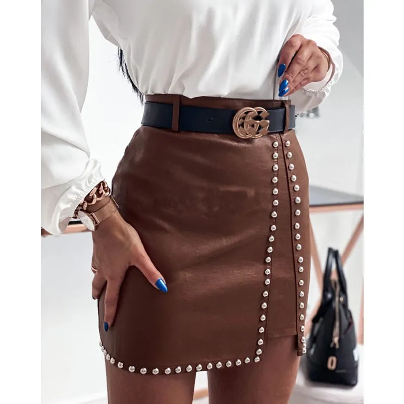BerriesJam - High Waist PU Faux Leather Pencil Mini Length Skirt