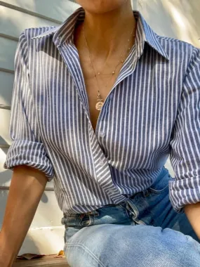 Birkin Navy Stripe Linen Shirt