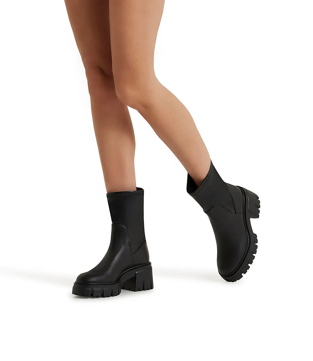 Black leather booties