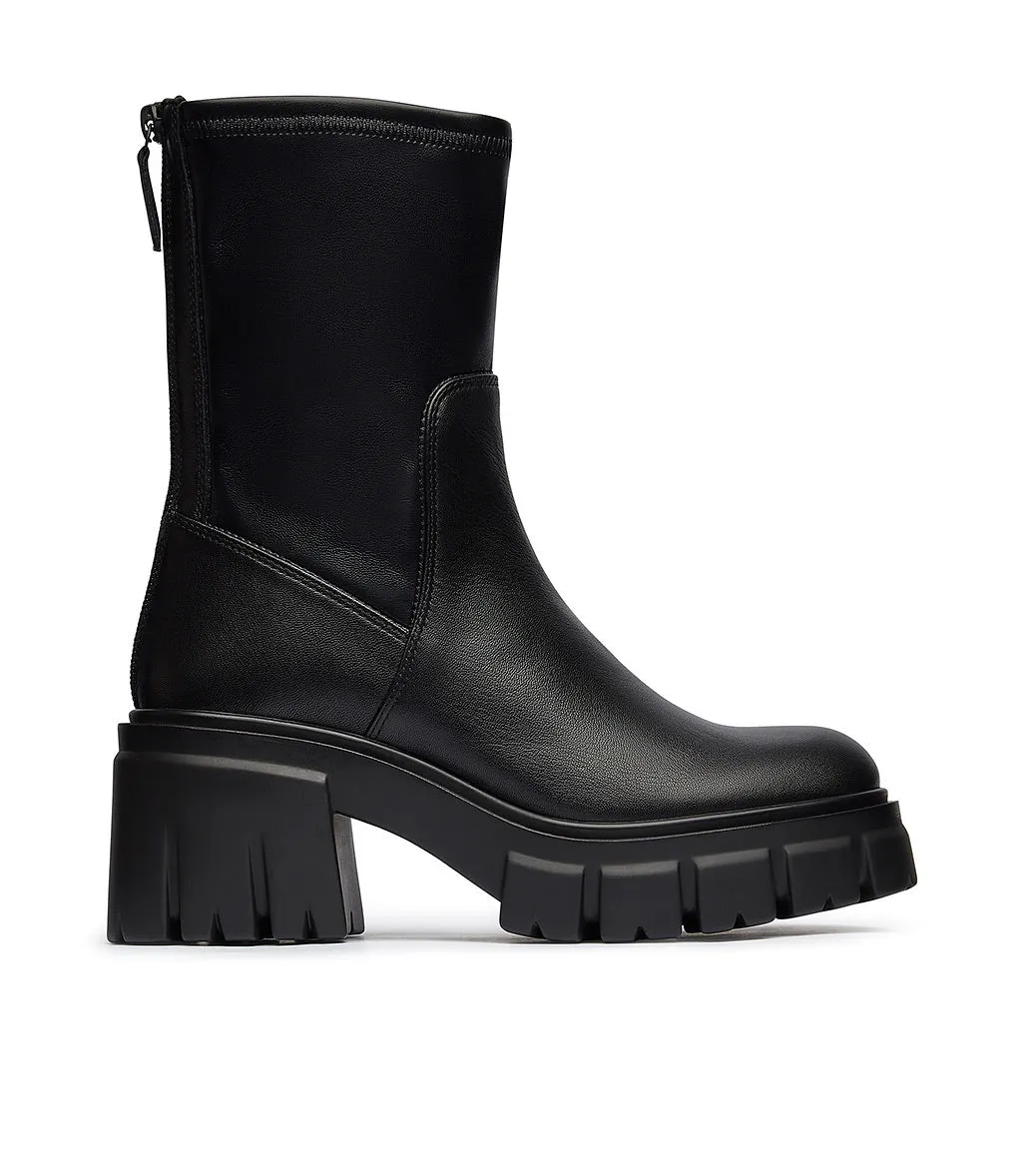 Black leather booties