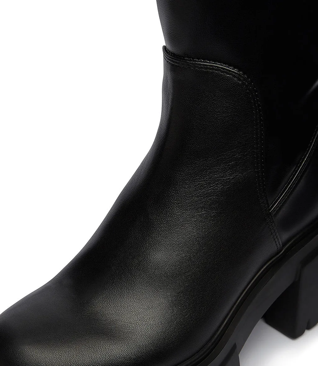 Black leather booties