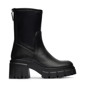 Black leather booties