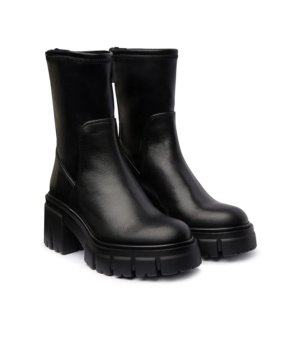 Black leather booties