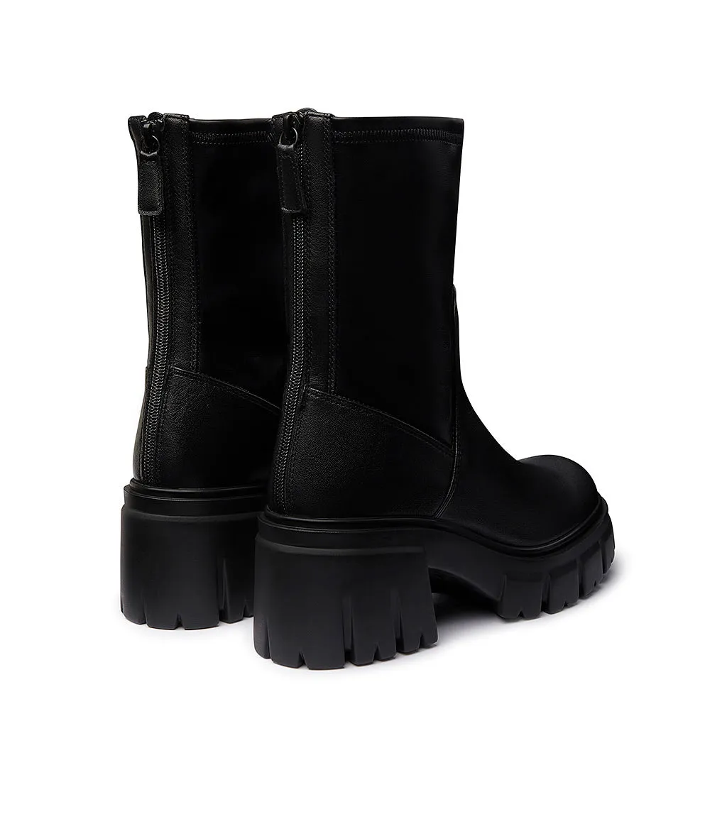 Black leather booties
