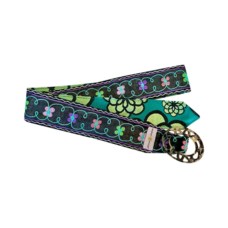 Black Multi Floral Belt