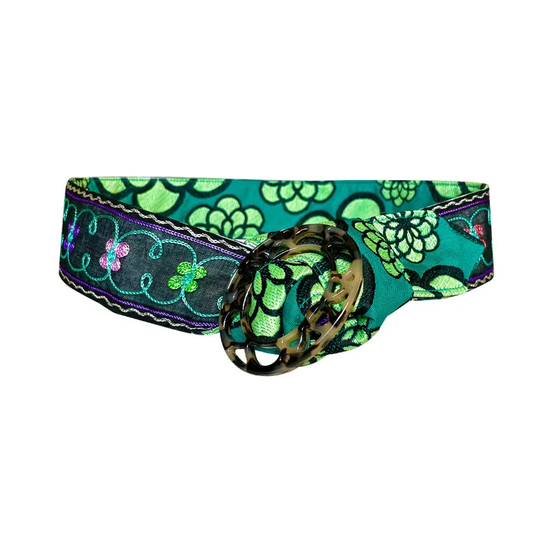 Black Multi Floral Belt