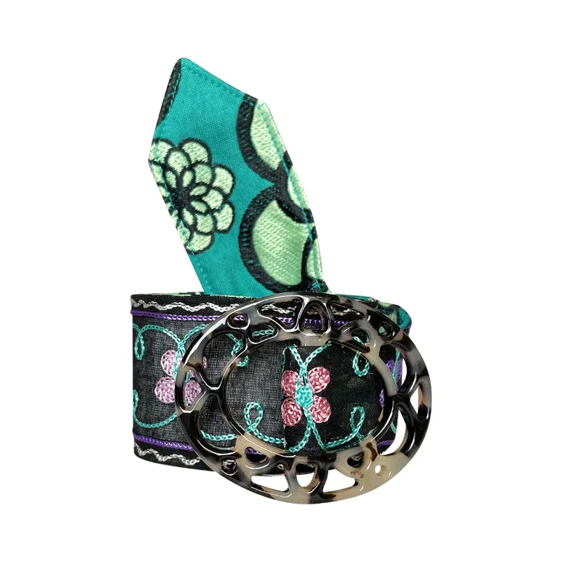 Black Multi Floral Belt