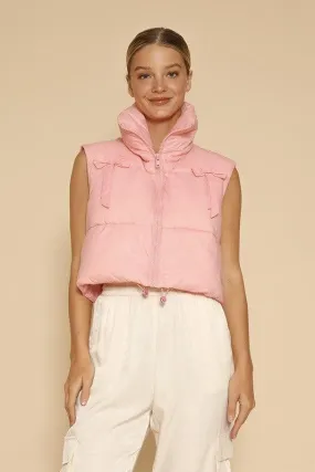 Bow Cropped Puffer Vest