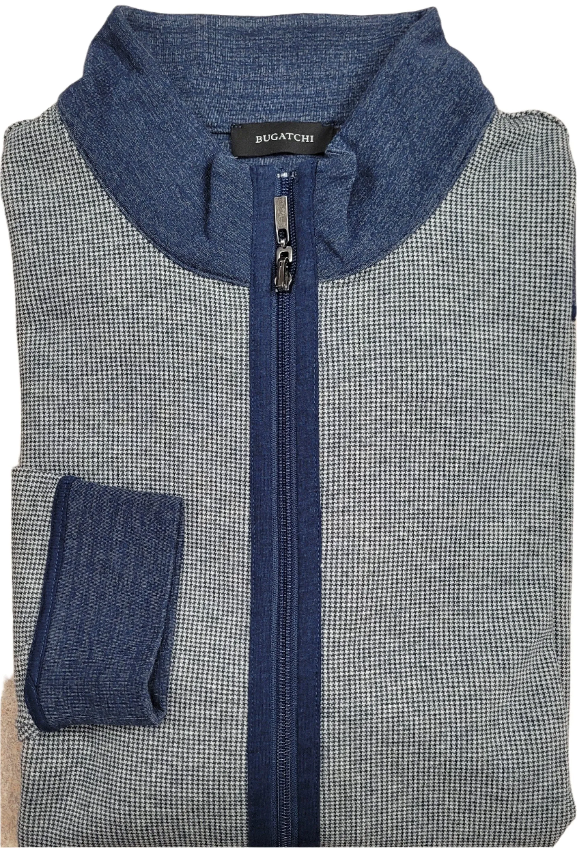 Bugatchi - Reversible - Full Zip Jersey Knit Houndstooth Cardigan - CF2405K75