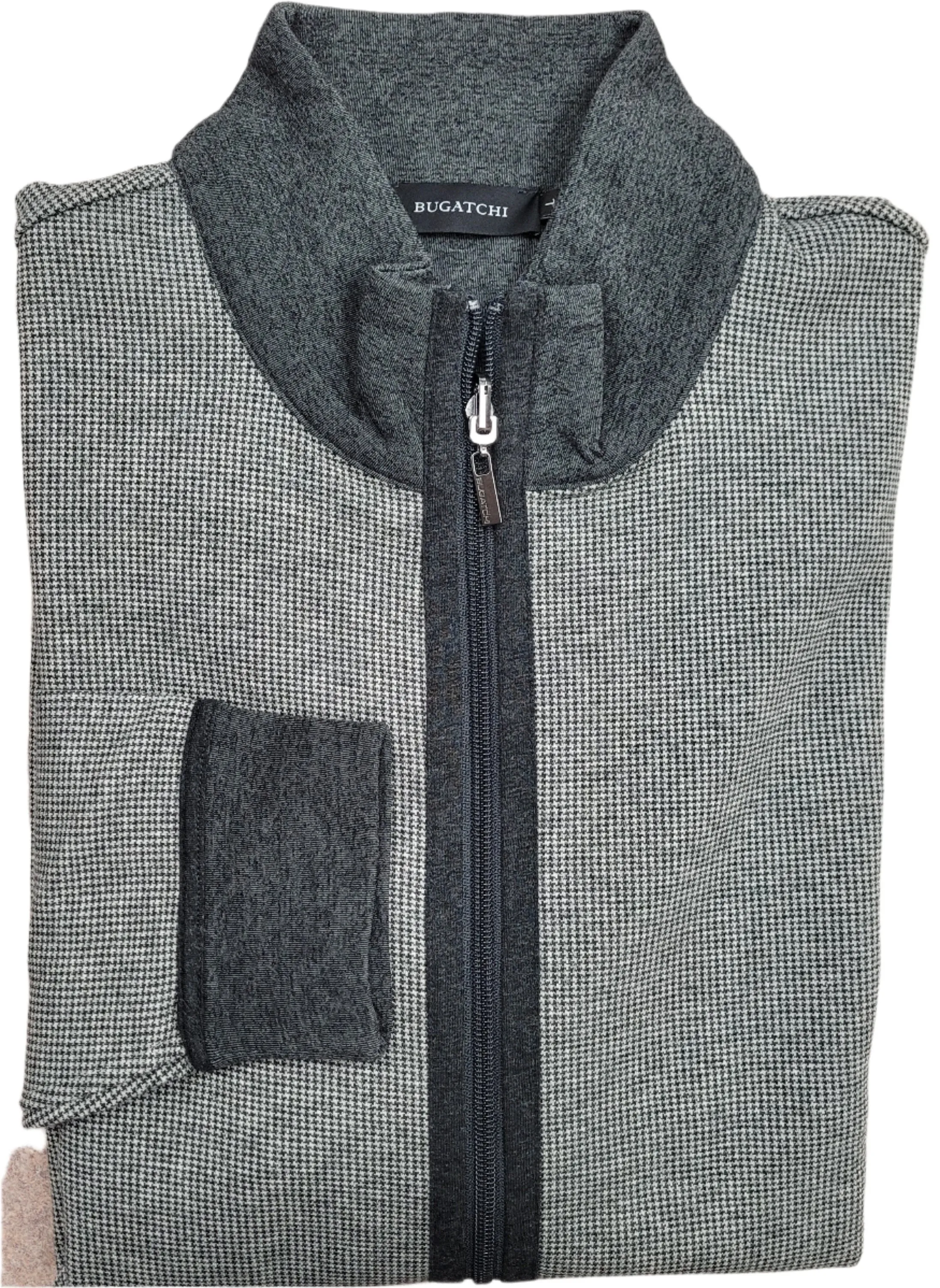 Bugatchi - Reversible - Full Zip Jersey Knit Houndstooth Cardigan - CF2405K75