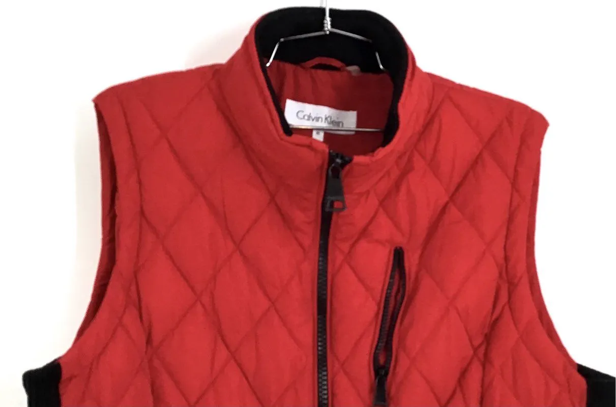 Calvin Klein Women's Red Puffer Vest - Size XL