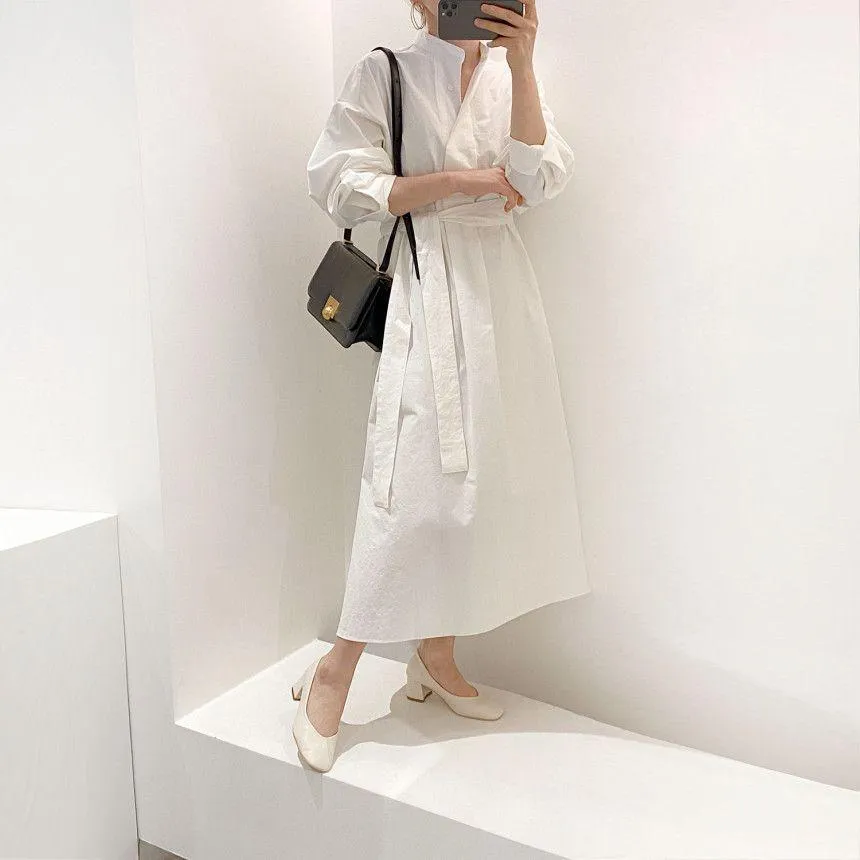 Casual Loose Shape Long Sleeves Shirt Dress
