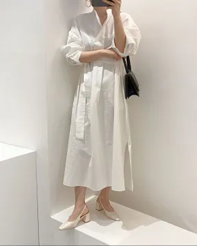 Casual Loose Shape Long Sleeves Shirt Dress