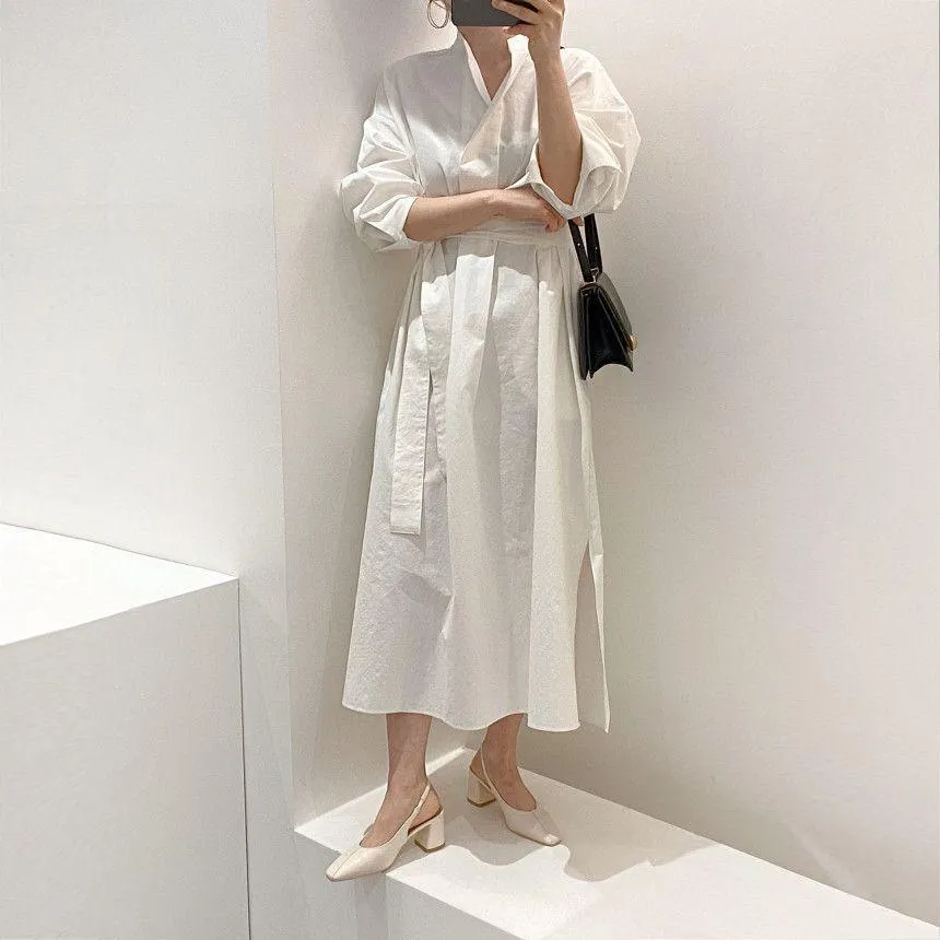 Casual Loose Shape Long Sleeves Shirt Dress