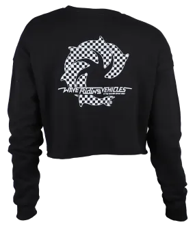 Checker Ladies Crop Crew Sweatshirt
