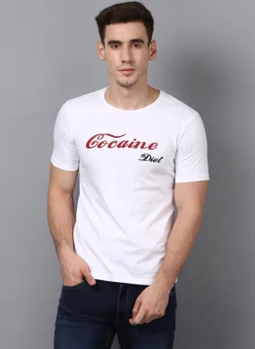 'COCAINE DIET' Printed Basic White T-Shirt