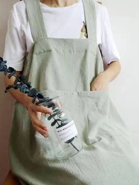 Cotton  double pocket apron suspender skirt overalls