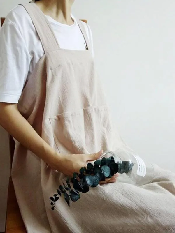 Cotton  double pocket apron suspender skirt overalls