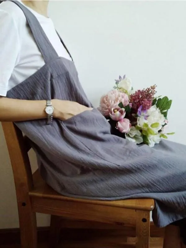 Cotton  double pocket apron suspender skirt overalls