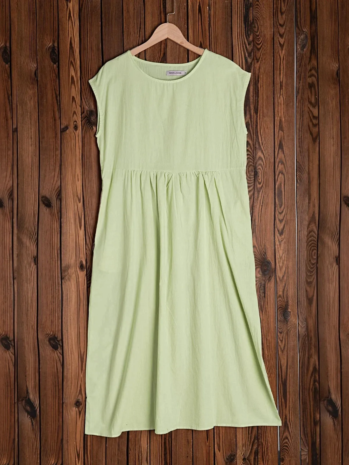 Crew Neck Women Dresses Shift Daily Cotton Pockets Dresses