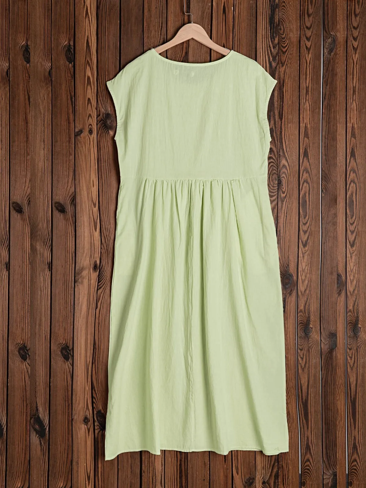 Crew Neck Women Dresses Shift Daily Cotton Pockets Dresses
