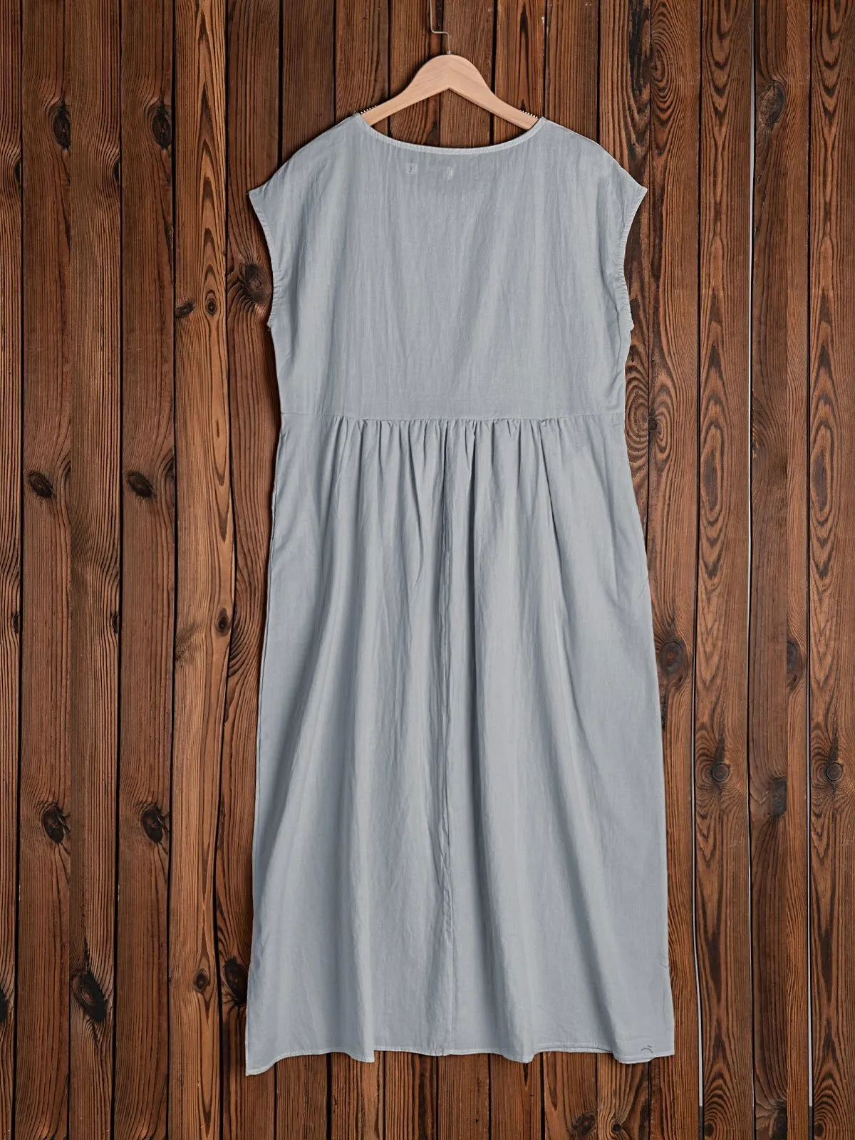 Crew Neck Women Dresses Shift Daily Cotton Pockets Dresses