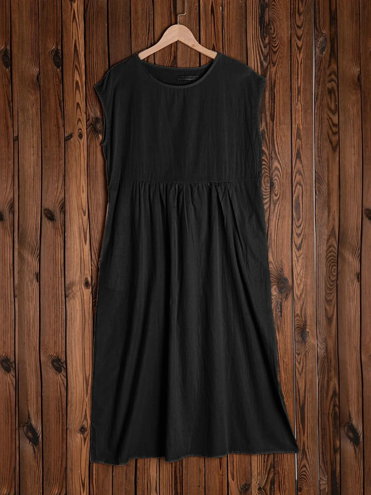 Crew Neck Women Dresses Shift Daily Cotton Pockets Dresses