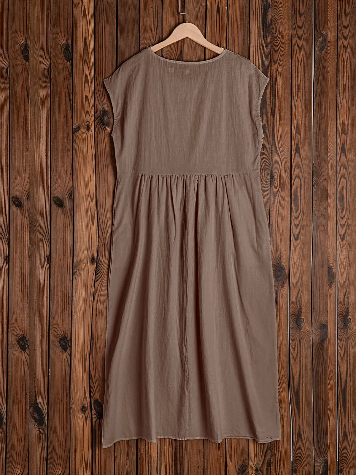 Crew Neck Women Dresses Shift Daily Cotton Pockets Dresses