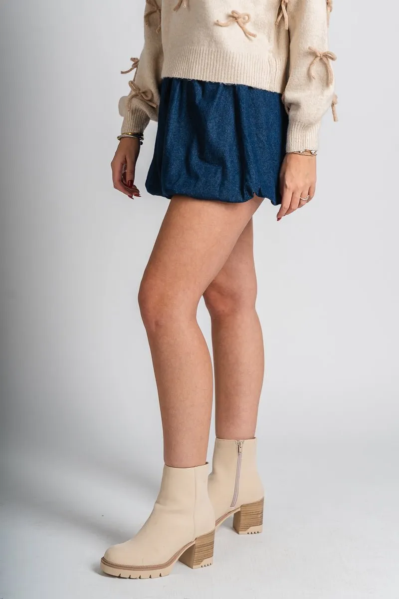 Denim balloon skirt dark denim