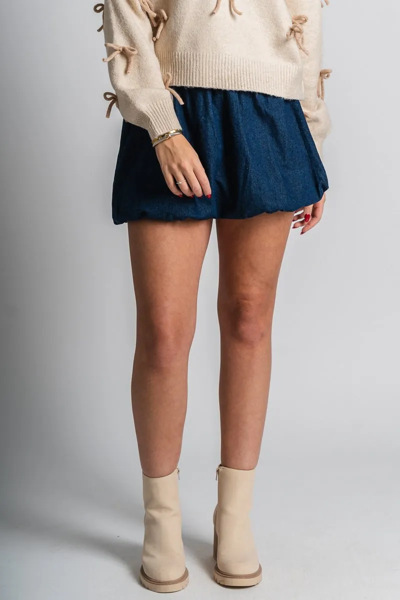 Denim balloon skirt dark denim
