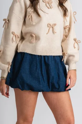 Denim balloon skirt dark denim