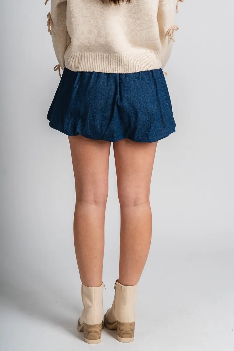 Denim balloon skirt dark denim