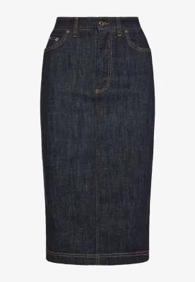 Denim Pencil Midi Skirt