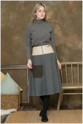 Edera Leather Yoke Pocket Skirt