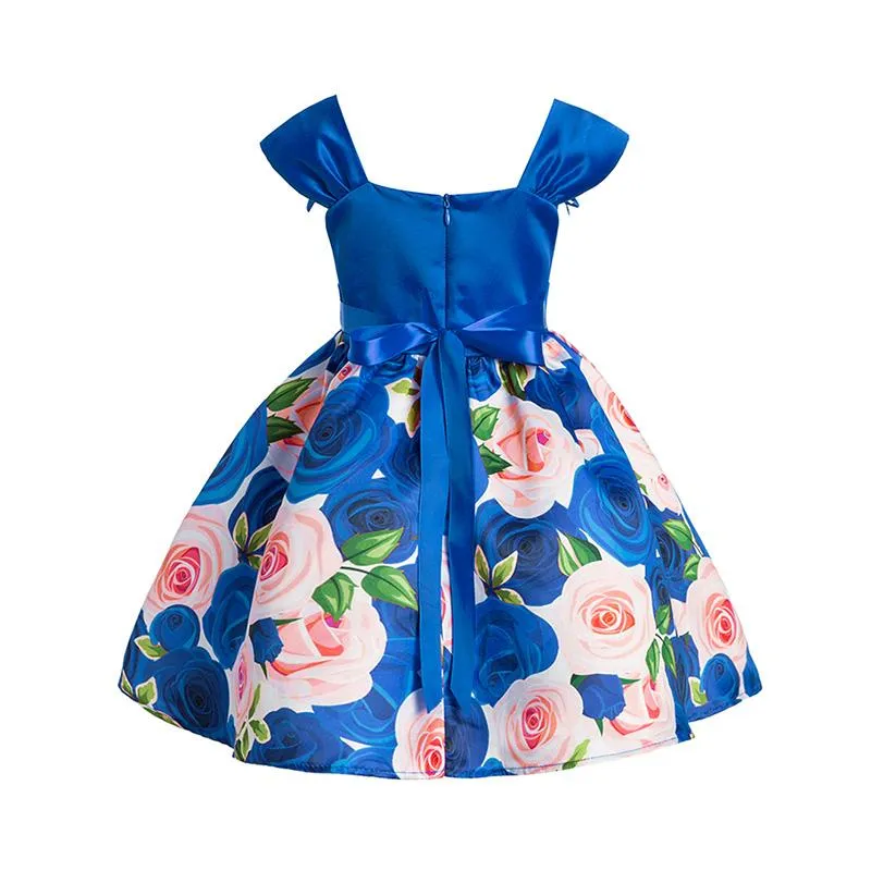 Elegant Floral Pleated Bow Knot Dress