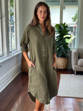 elena shirtdress - army linen