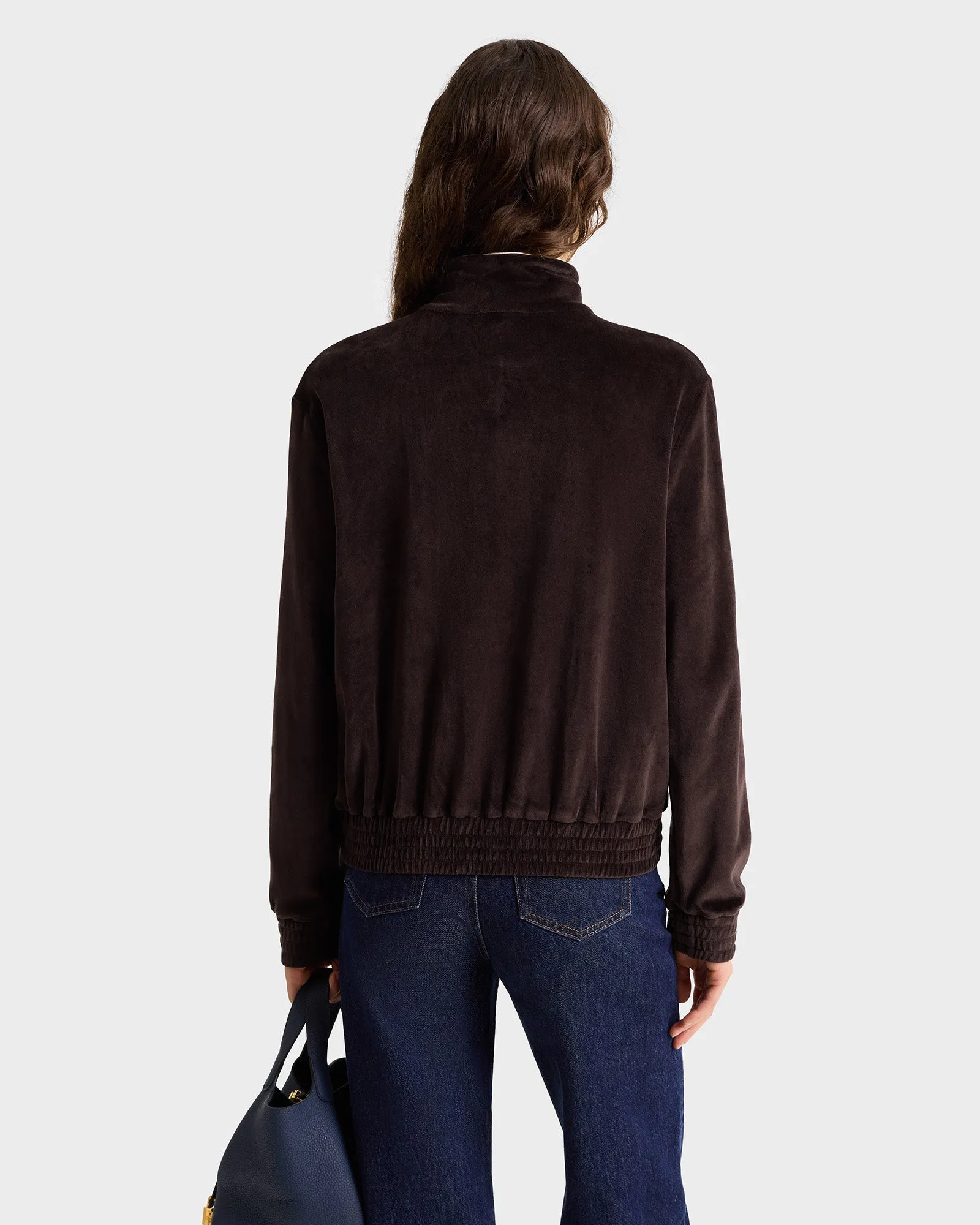 Faubourg Velour Track Jacket - Chocolate/Cream