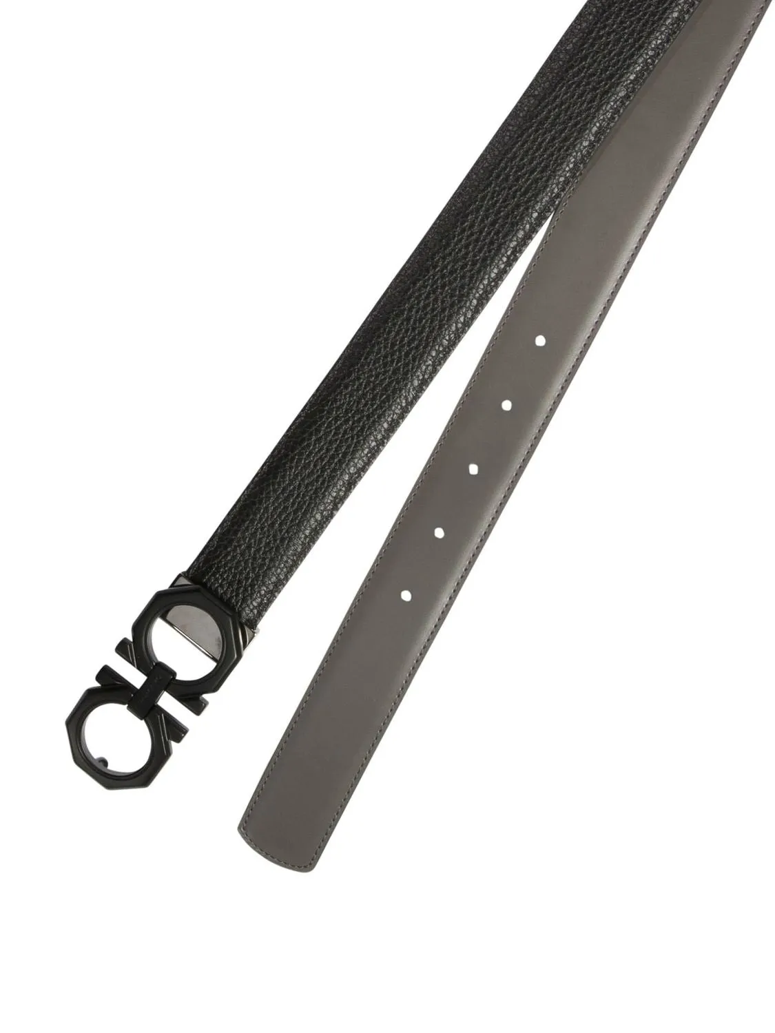 Ferragamo Elegant Reversible and Adjustable 3.2cm Gancini Hook Leather Belt