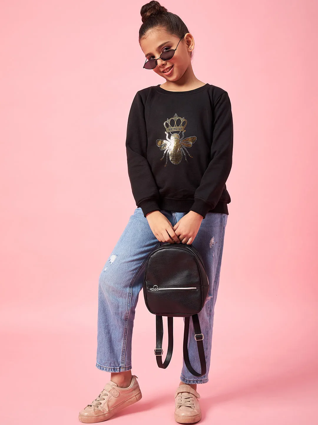 Girls Graphic Printed Pullover Sweatshirt