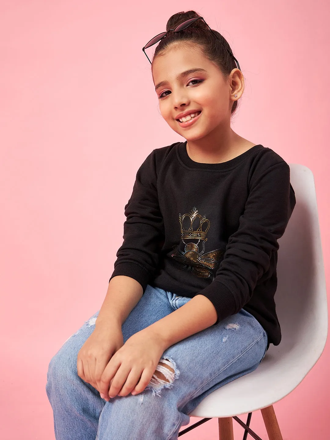 Girls Graphic Printed Pullover Sweatshirt