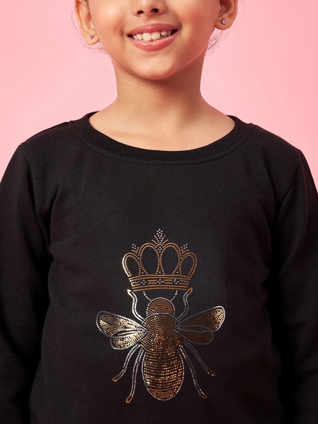 Girls Graphic Printed Pullover Sweatshirt